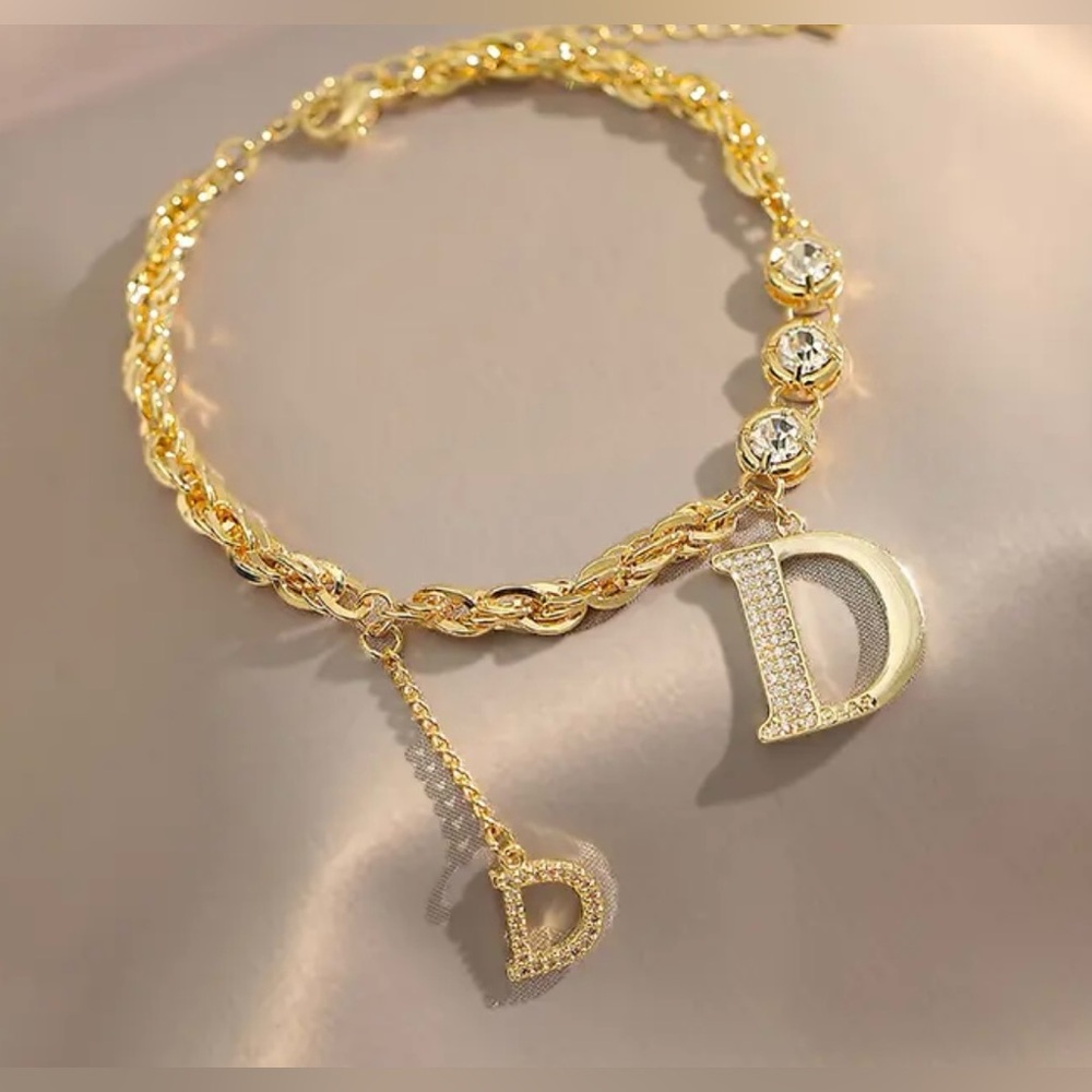 New Classic D-Letter Bracelet Zircon Gold  Fashion Luxury Jewelry